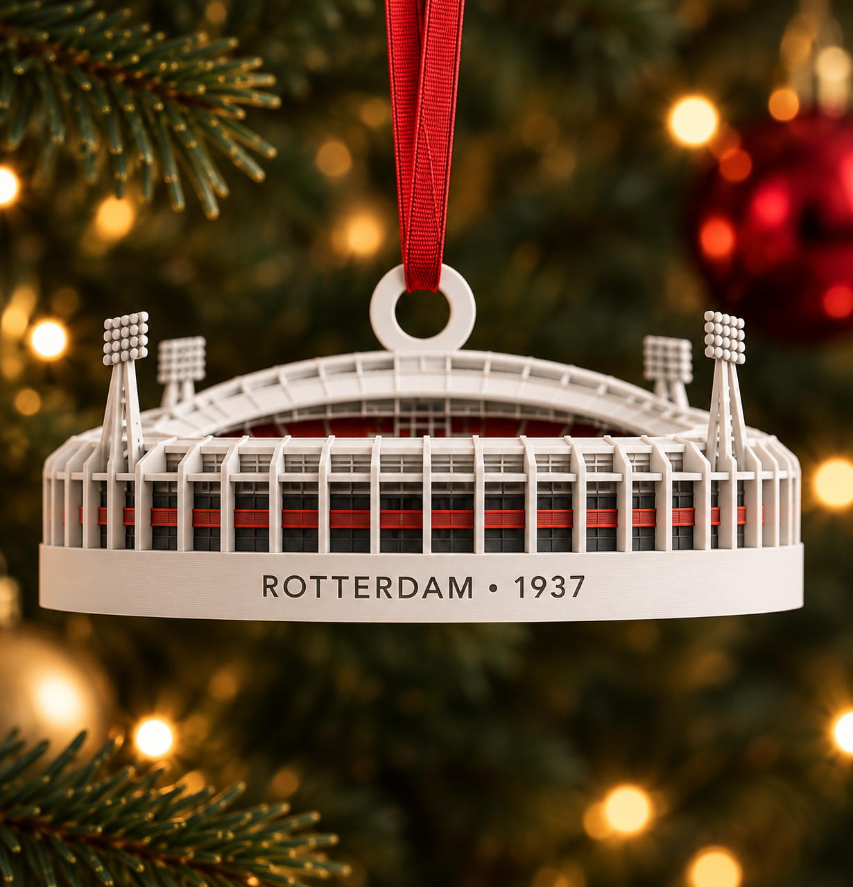 Vooraanzicht van het De Kuip kerstornament